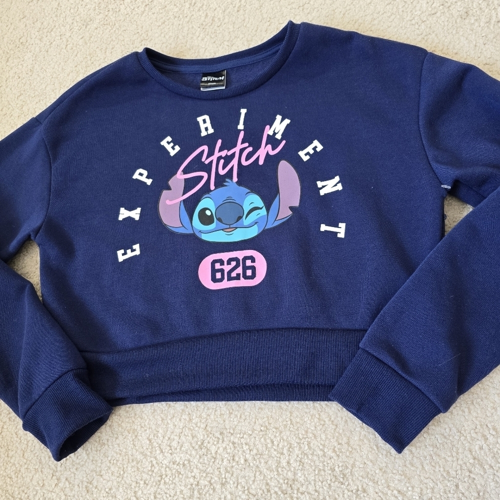 Disney Stitch 626 Cropped Sweatshirt Small Oversized Fits Medium Large